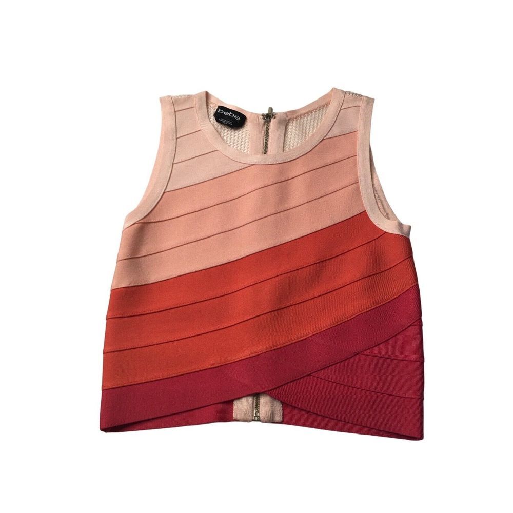 Bebe Womens Colorblock Sleeveless‎ Knit Top With Back Zipper